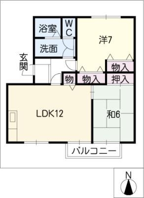 ロイヤルシャトー D棟(2LDK/2階)の間取り写真