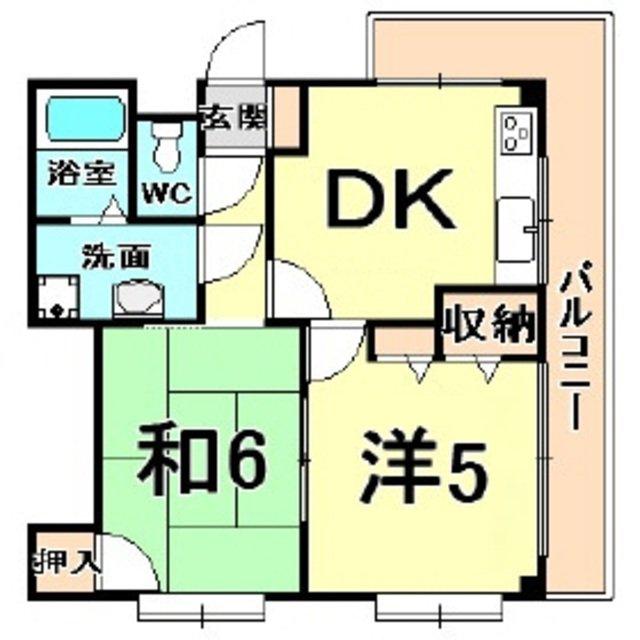ゴーディ甲子園1番館(2DK/1階)の間取り写真