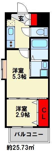 ギャラン折尾(2K/9階)の間取り写真