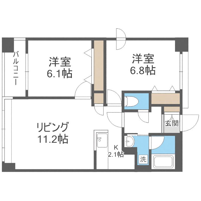 ノヴァ南円山(2LDK/3階)の間取り写真