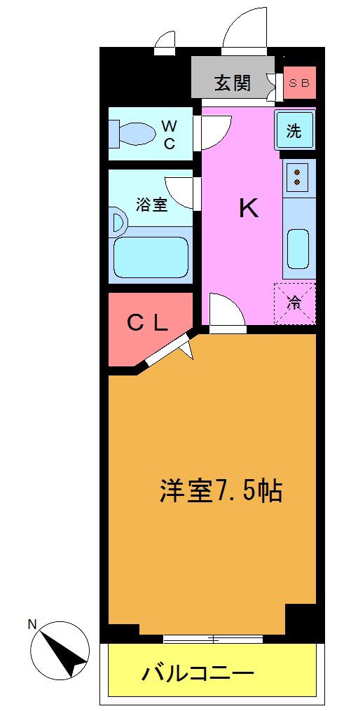 ヴィラ・ロクロー(1K/4階)の間取り写真