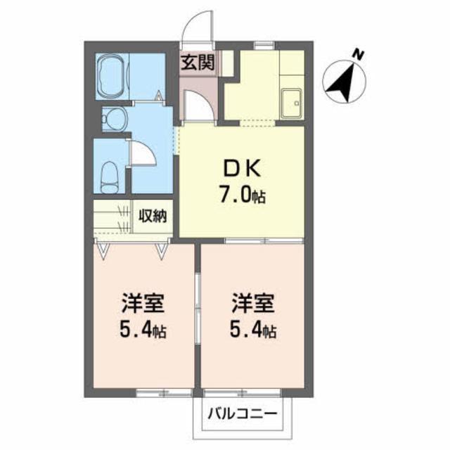 アンシャンテ豊田(2DK/2階)の間取り写真