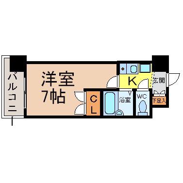 レジデンスフクザワII(1K/2階)の間取り写真