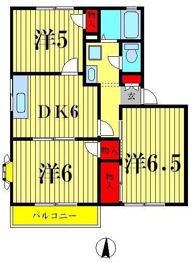 パークハイムA(3DK/2階)の間取り写真