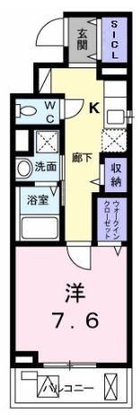ロックアップ(1K/2階)の間取り写真