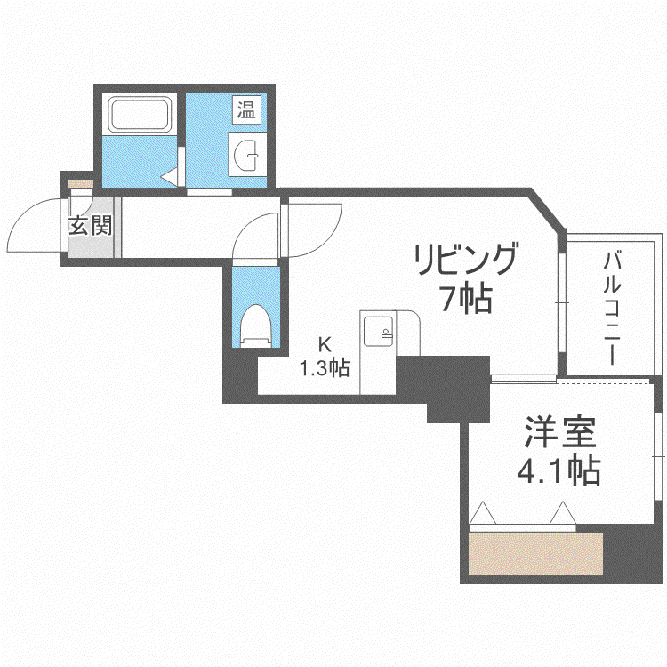 カルフール大通東(1LDK/7階)の間取り写真