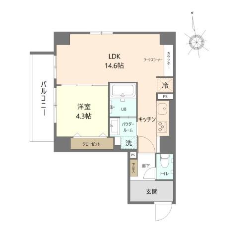 ブリスコート(1LDK/5階)の間取り写真