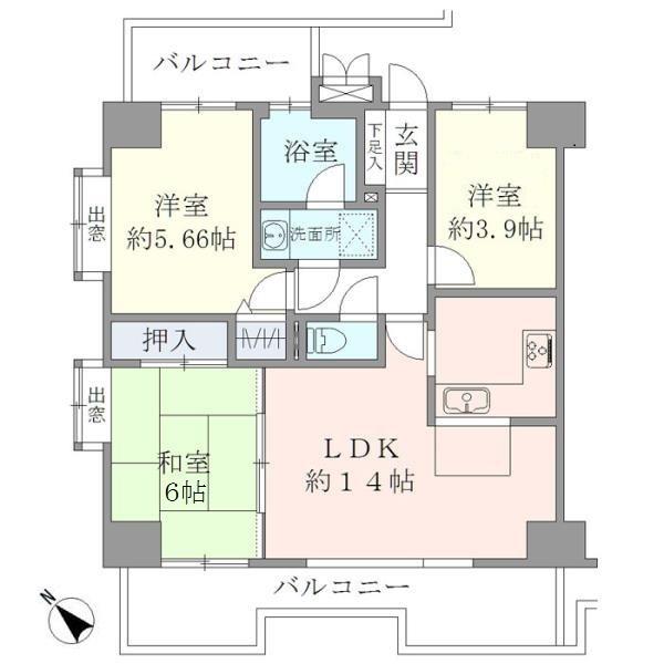 サンリヴァ隅田(3LDK/8階)の間取り写真