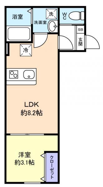 KEIAI RESIDENCE 北習志野III(1LDK/1階)の間取り写真