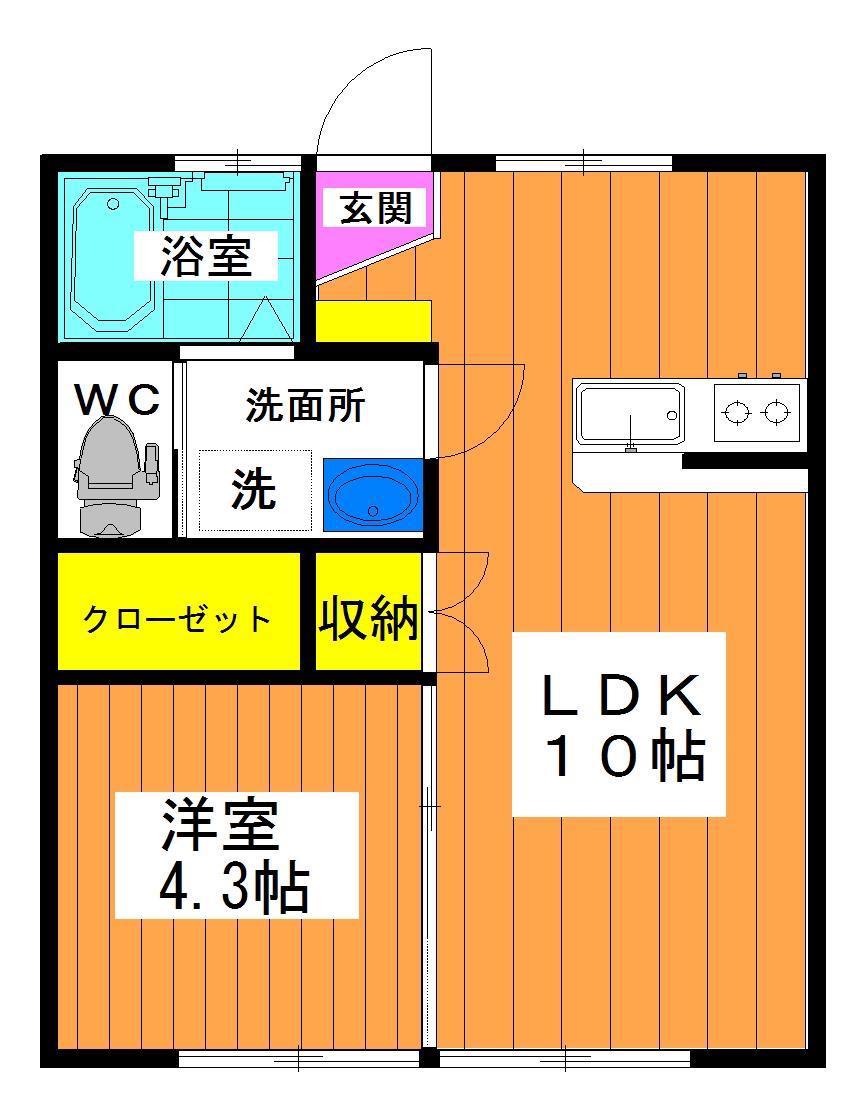 高橋コーポ(1LDK/1階)の間取り写真