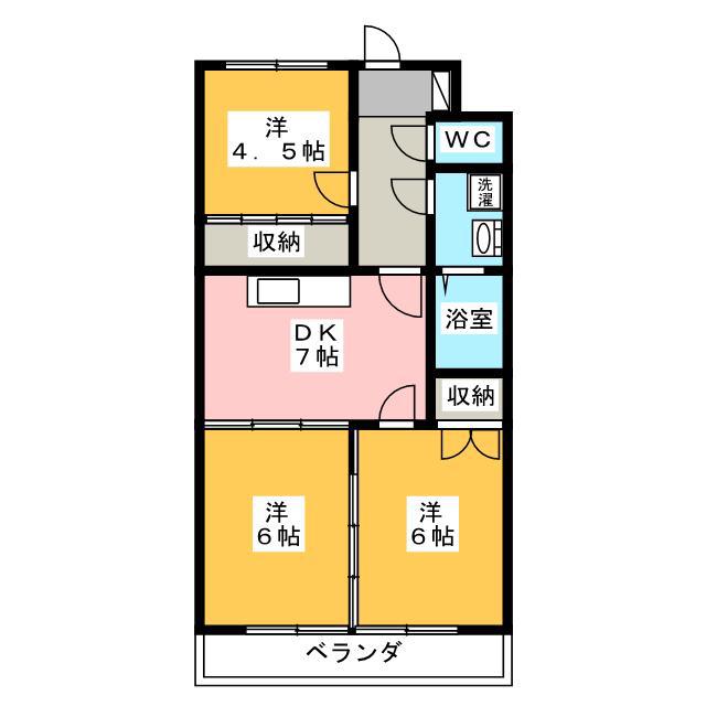 エヌタス西河渡 A棟(3DK/3階)の間取り写真