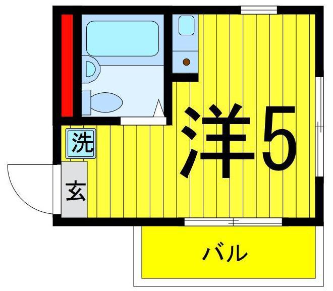 サンセット ビレッジ(ワンルーム/2階)の間取り写真