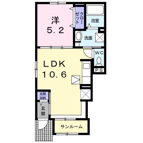 サン・エテルノIII(1LDK/1階)の間取り写真