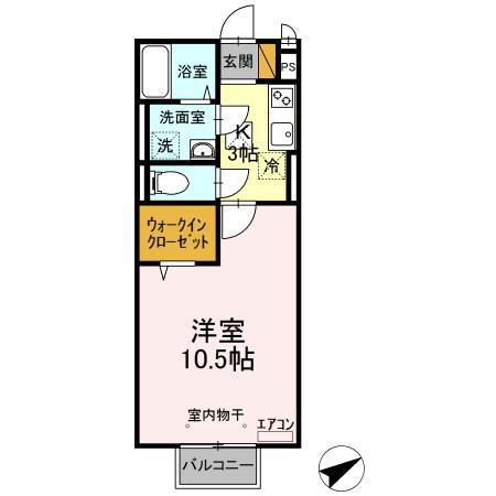 リヴィエール(1K/1階)の間取り写真
