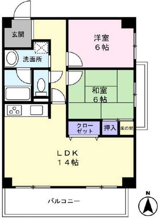 日新ビル(2LDK/7階)の間取り写真