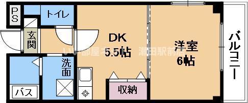 グランベール弐番館(1DK/3階)の間取り写真