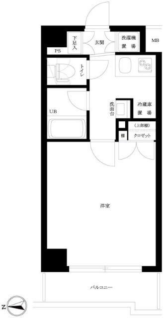 ルーブル高田馬場参番館(1K/1階)の間取り写真