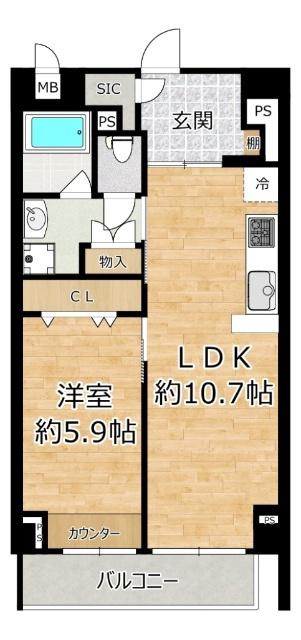 グランフォルテ田川(1LDK/3階)の間取り写真