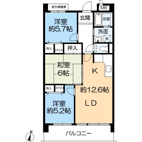 リバーサイドパーク(3LDK/4階)の間取り写真