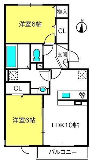 ロイジェントパークス レイクタウン III F(2LDK/1階)の間取り写真