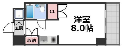 ライオンズマンション今里第3壱番館(ワンルーム/6階)の間取り写真