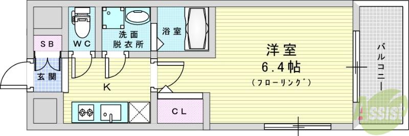 東三国NOAH(1K/8階)の間取り写真