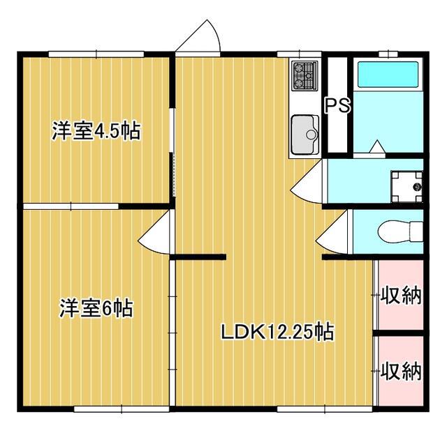 安藤ハイツ(2LDK/3階)の間取り写真