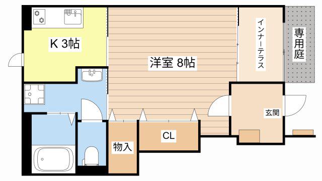 守山6丁目アパート(1K/1階)の間取り写真
