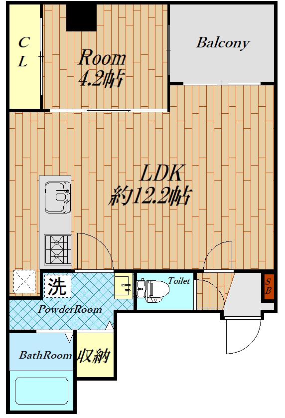 トマトレジデンス北堀江(1LDK/4階)の間取り写真