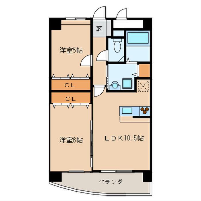 E.POPULARII(2LDK/4階)の間取り写真