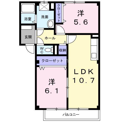 シャンメゾン(2LDK/1階)の間取り写真