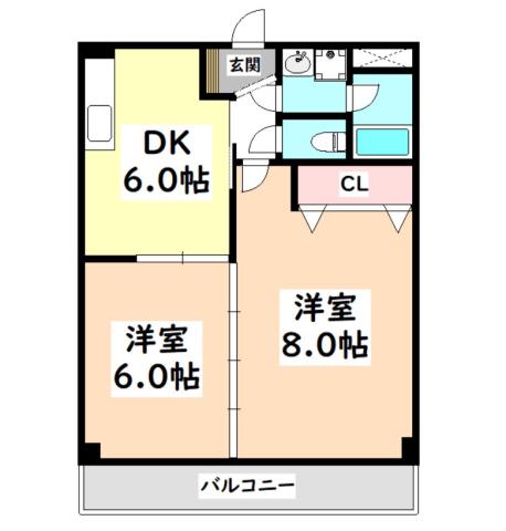 JCKビル(2DK/2階)の間取り写真
