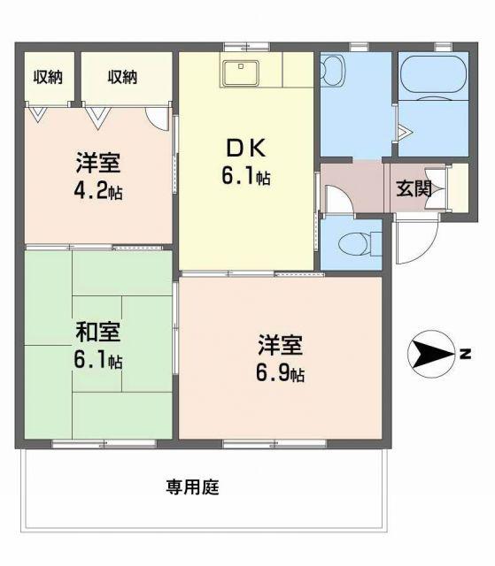 コスモポート(3DK/1階)の間取り写真