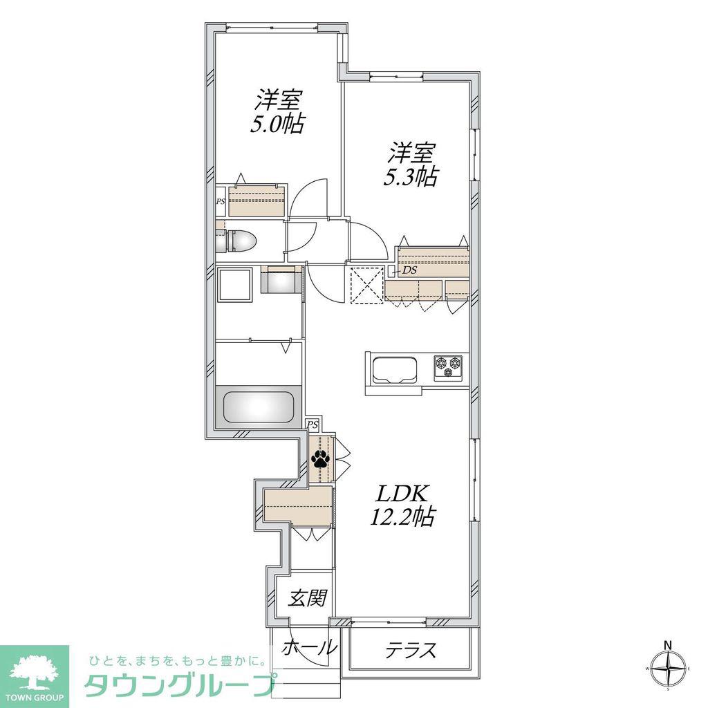 足立区一ツ家1丁目メゾン(2LDK/1階)の間取り写真