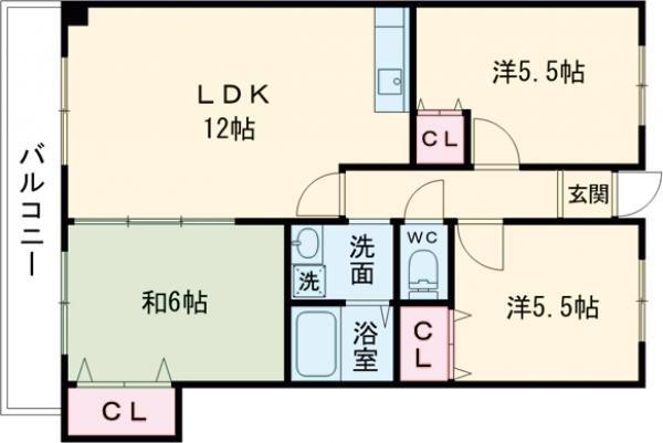パルク・ド・ハギ(3LDK/3階)の間取り写真