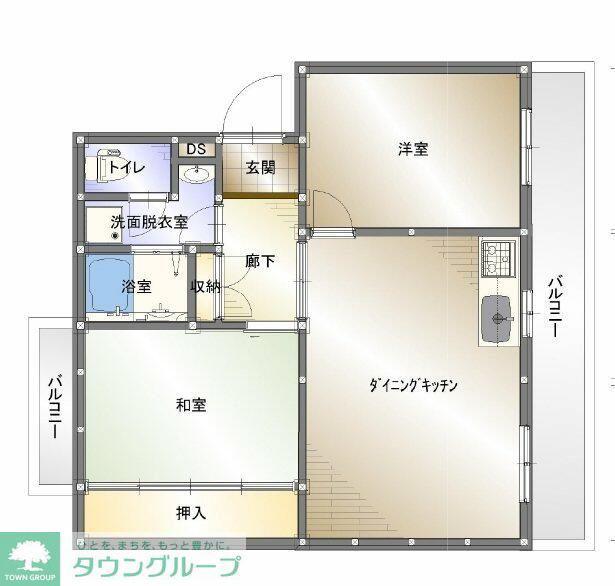 リヴェール茅ヶ崎(2LDK/1階)の間取り写真