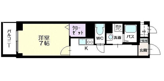 パークサイド 毛利(1K/4階)の間取り写真