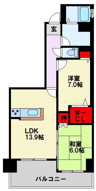 ルワージュ八幡駅前II(2LDK/3階)の間取り写真