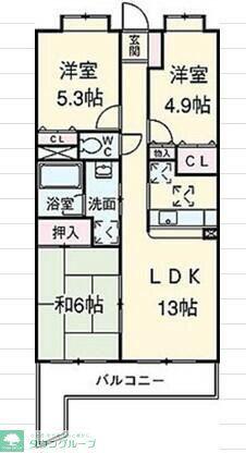 セレナハイム千葉椿森(3LDK/6階)の間取り写真