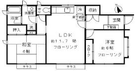 チェスナット・ビラ B棟(2LDK/1階)の間取り写真