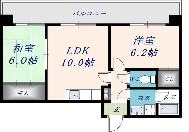 クラージュ アイ(2LDK/4階)の間取り写真