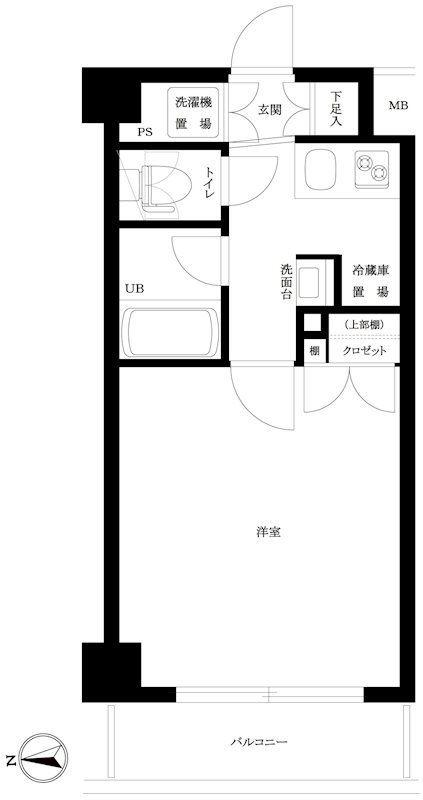ルーブル高田馬場参番館(1K/1階)の間取り写真