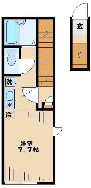 アトレイユ生田(1K/2階)の間取り写真