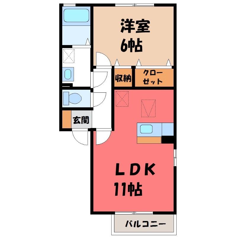 アリコルージュB(1LDK/1階)の間取り写真