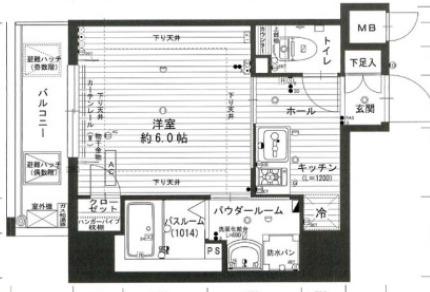 エスカーサ心斎橋イースト(1K/2階)の間取り写真