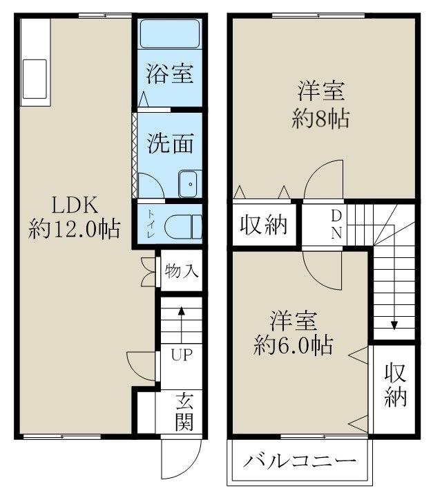 グランディール(2LDK/1階)の間取り写真