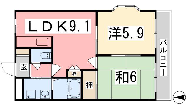 エクセルコート(2LDK/1階)の間取り写真
