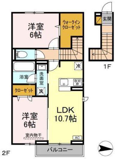 ラプエルタ(2LDK/2階)の間取り写真