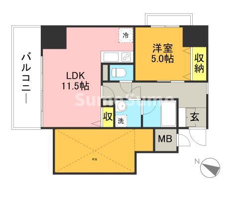 キルンズ博多駅南(1LDK/10階)の間取り写真