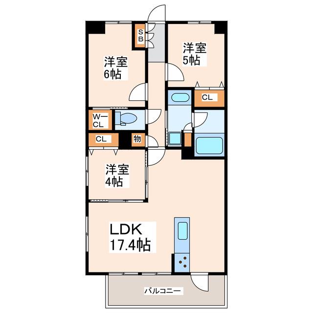 サンパーク新大江グラッセ(3LDK/6階)の間取り写真